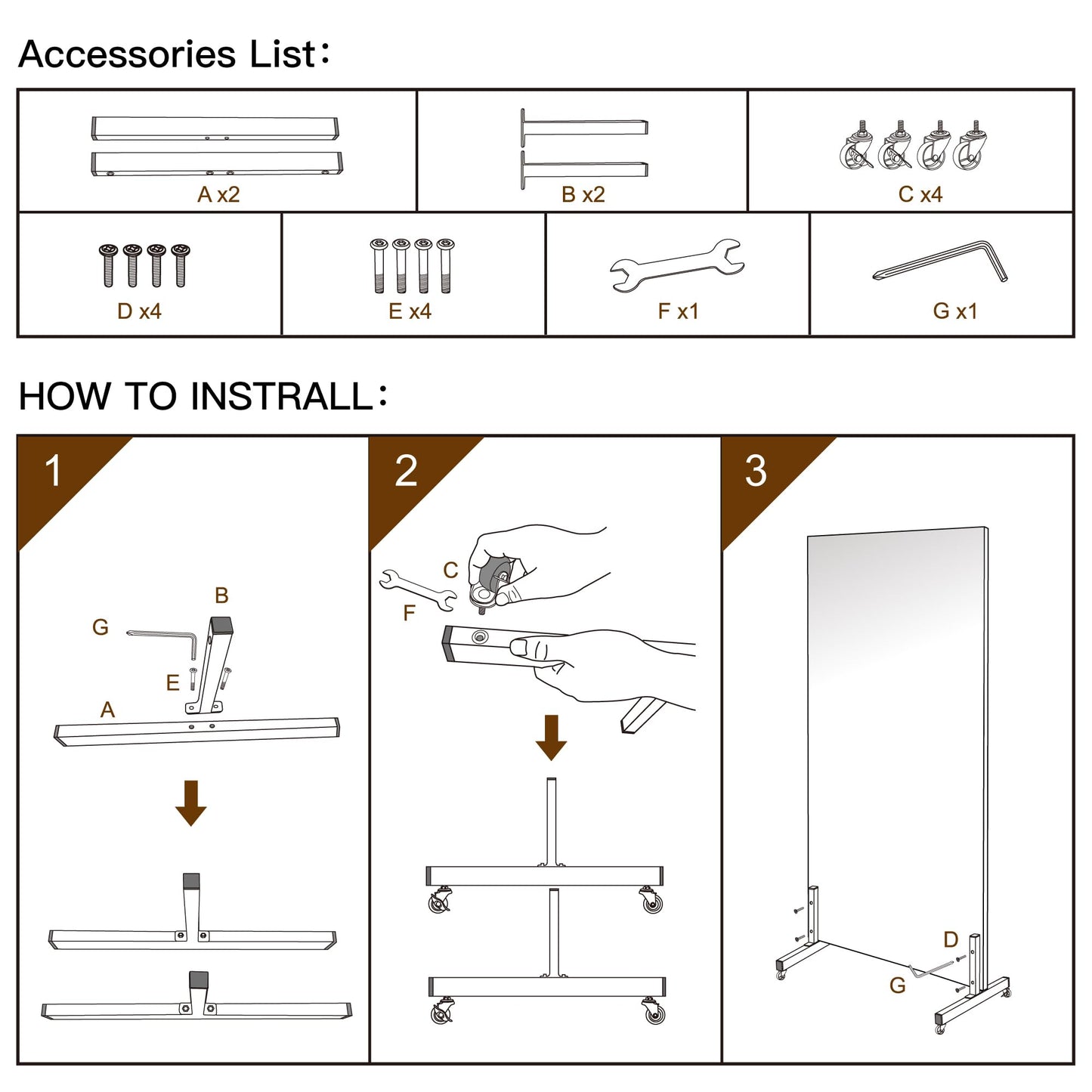 brisafe NanoMirror Non-Glass Ultra-Light 9.5 lbs Home Gym on Wheels, 67" x 40" Extra Large Full Body Mirror, Unbreakable & Shatterproof, 360° Swivel for Yoga, Dance, Fitness Studio & Home, White