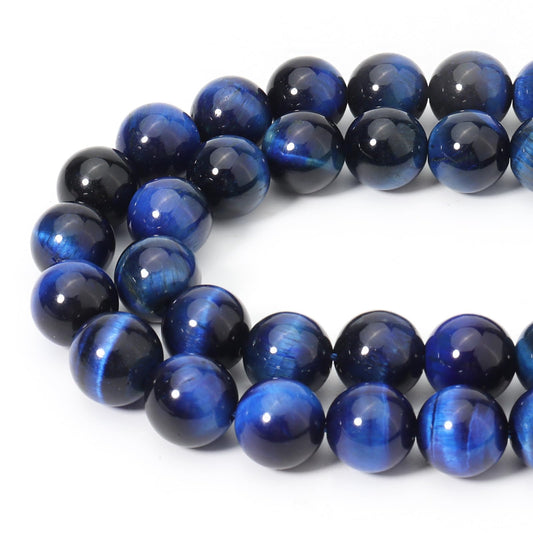 Siomia 60pcs 6mm Natural Blue Tiger Eye Gemstone Beads Energy Healing Crystal Round Loose Stone Beads for Jewelry Making, DIY Bracelets Necklaces
