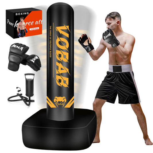 Standing Boxing Bag for Adult, 70" Freestanding Punching Bag with Boxing Gloves and Manual Air Pump for Beginners Kickboxing for Training MMA Muay Thai Fitness