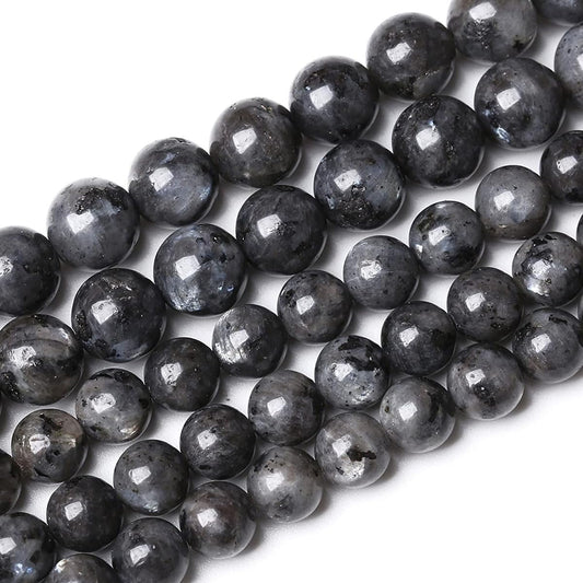 6mm Natural Larvikite Black Labradorite Gemstone Round Loose Beads for Jewelry Making (58-62pcs/strand)