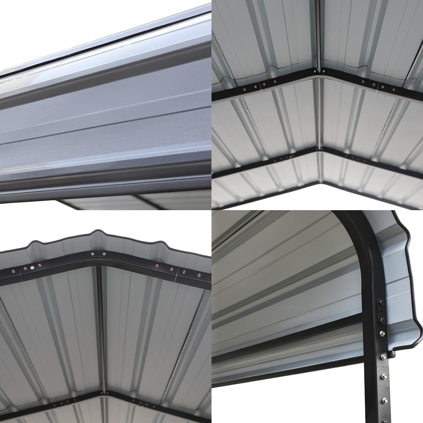 GREEN PARTY 10 x 15 ft Metal Carport Kits with Galvanized Steel Roof, Heavy Duty Metal Carport Canopy, Outdoor Car Tent Metal Garage Shelter for Car, SUV, Truck and Boats, Grey