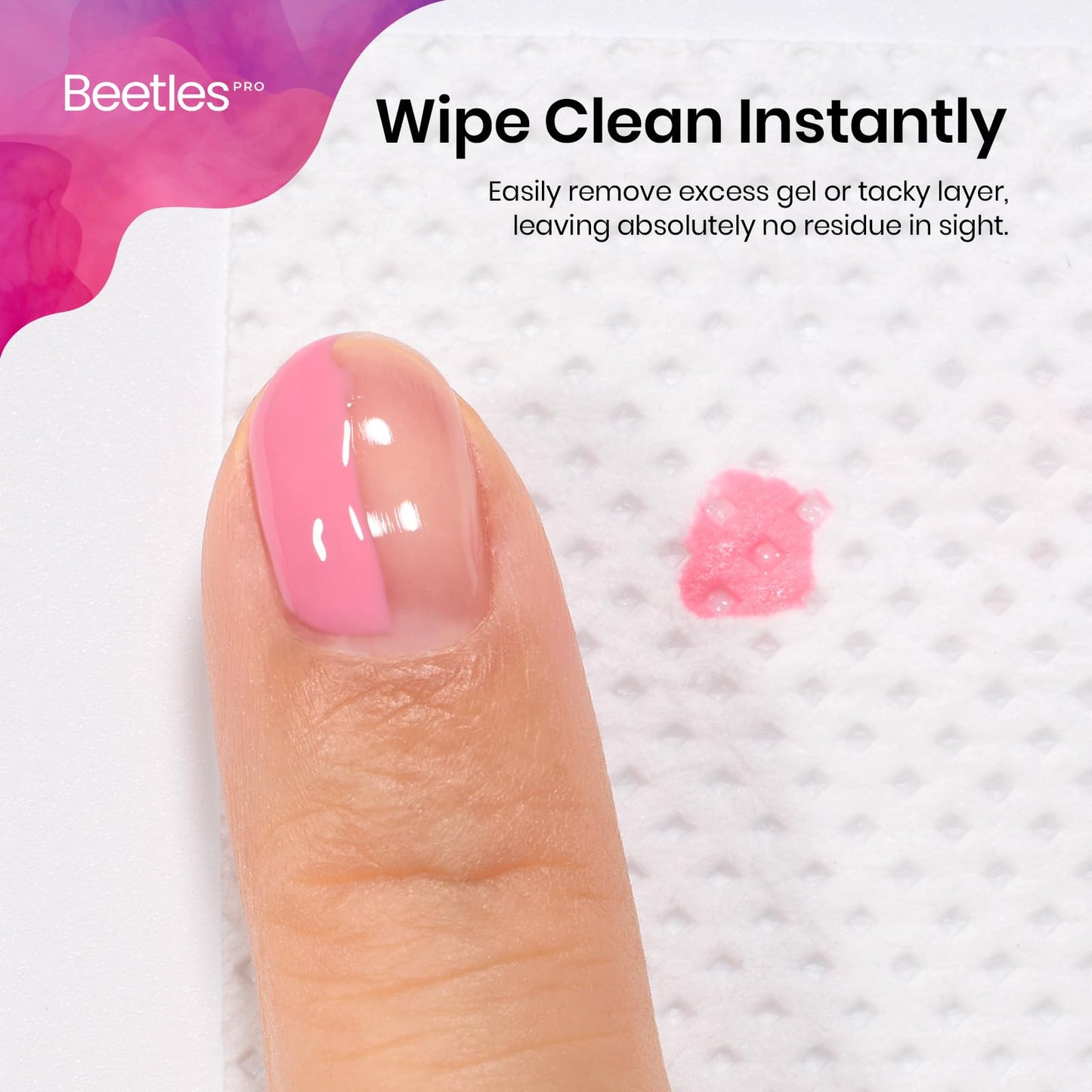Beetles Pro 600-Pcs Lint Free Nail Wipes – Professional Soft Cleaning Wipes Nail Polish Remover Pads Non-Woven Fabric Nails Cleaning Pads for Nails Care, Gel Polish – Salon Quality Manicure Tool