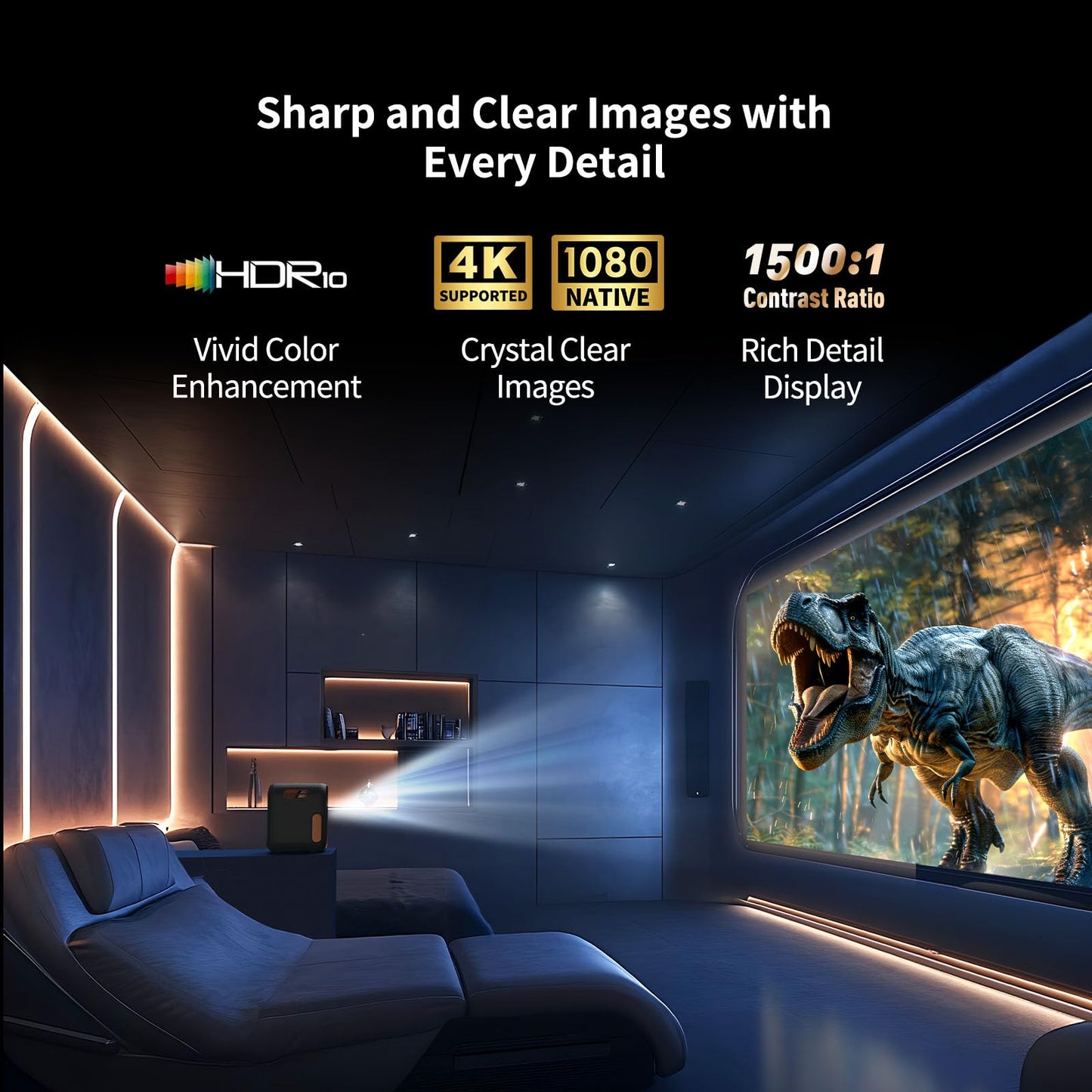 WEMAX Google TV Projector, Netflix Officially Licensed 4K Support, Mini Projector with Wifi and Bluetooth, Smart Movie Projector for Home Theater, 1080P Full HD, MAX 120" Display, Dolby Audio
