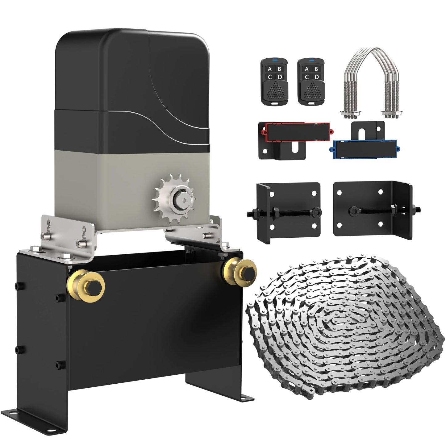 Blütezeit MJ-400 Sliding Gate Opener + WiFi Module + Push Button – 1100lb AC Chain-Drive Gate Motor with Smart App Control & Expanded 433MHz Accessory Support