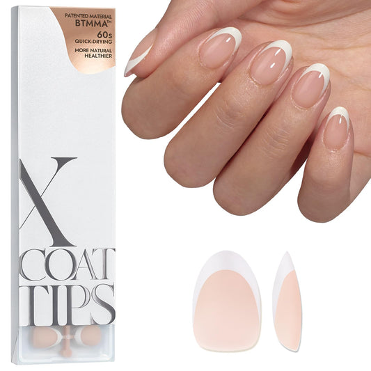 BTArtboxnails Soft Gel Nail Tips - Extra Short Almond French Tip Press on Nails XCOATTIPS Nude Gel Nail Tips Kit Fake Nails Supplies Glue on Nails Extension Tips