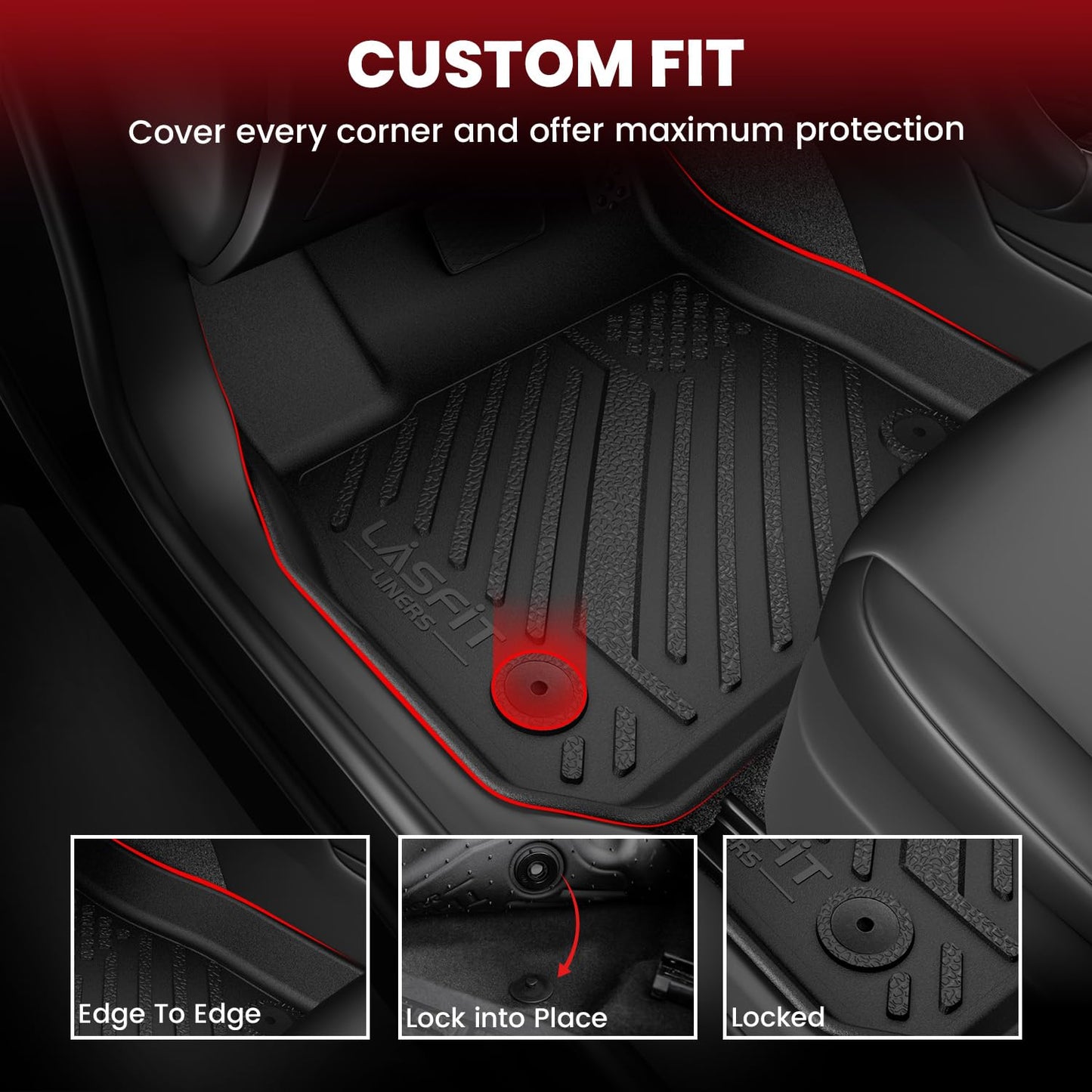 LASFIT Floor Mats & Cargo Mat Fits for Subaru WRX 2026 2025 2024 2023 2022, All Weather TPE Custom Fit Easy Clean Durable No-Curling Floor Liners for WRX 2022-2026 Car Mats & Trunk Mats, Black
