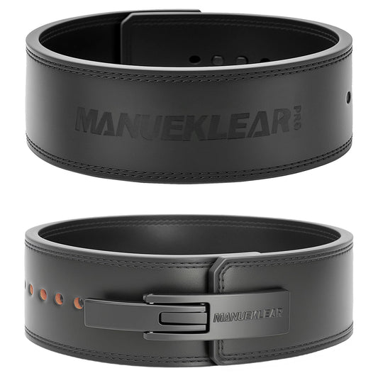 MANUEKLEAR 10mm Thick & 4inch Wide Weight Lifting Belt Lever, Lever Belt Weightlifting for Men and Women, Powerlifting Lever Gym Belt for Squat Deadlift Workout (Black, M(29-35inches))
