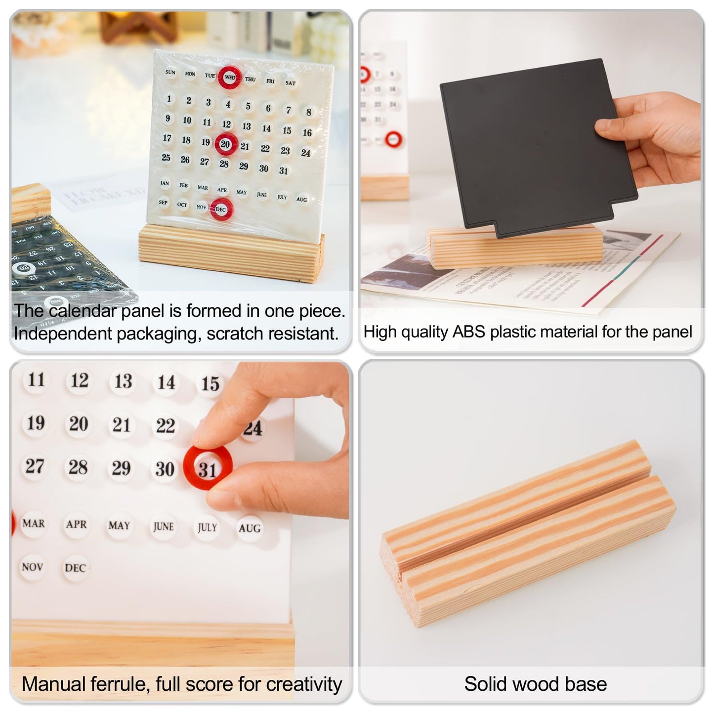 GDYOOSHOW Perpetual Calendar Desk Wood Calendar Stand Acrylic Calendar Desktop Decor for Livingroom Office Shop Bar Week Month Day Display(1pc black)