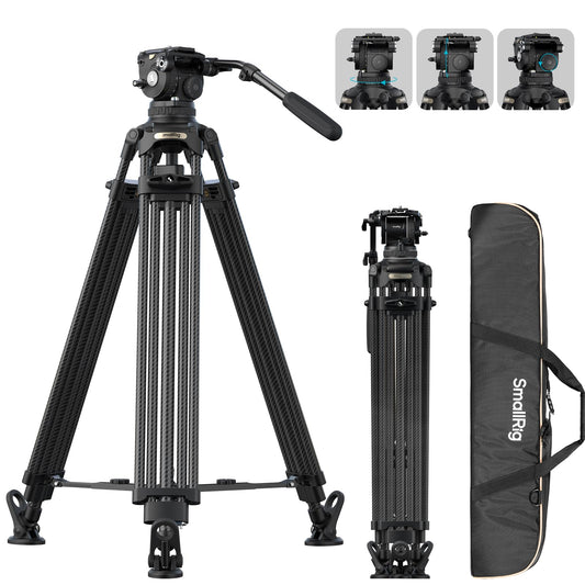 SMALLRIG 79''/200.5cm Heavy-Duty Carbon Fiber Video Tripod, 7-Step Counterbalance Head, Snap-on Quick-Release Plate for DJI & MFT 501, Max Load 17kg/37lb, Professional Video Shooting - FSD18-5578