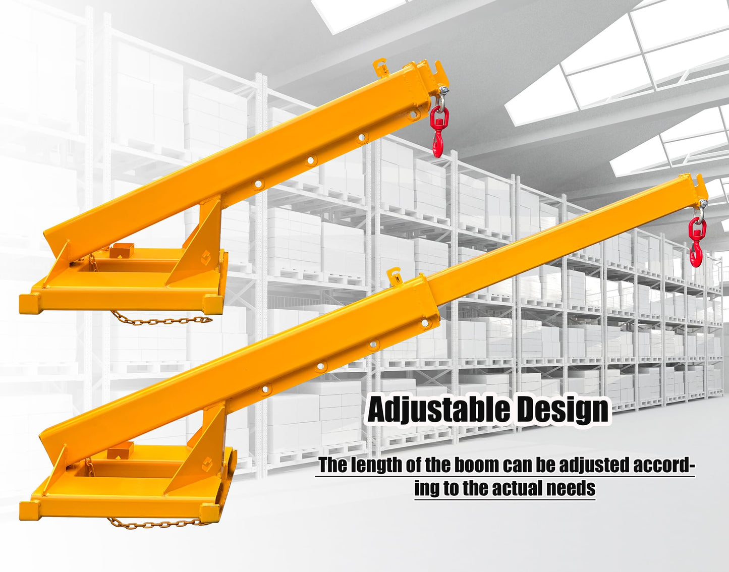 INTSUPERMAI Forklift Mobile Crane 11000lbs/5T Capacity Adjustable Forklift Jib Boom Crane Max 94.5" Telescopic Arm with Truss Hoist Jib Boom and Hook for Warehouses Factories Workshops