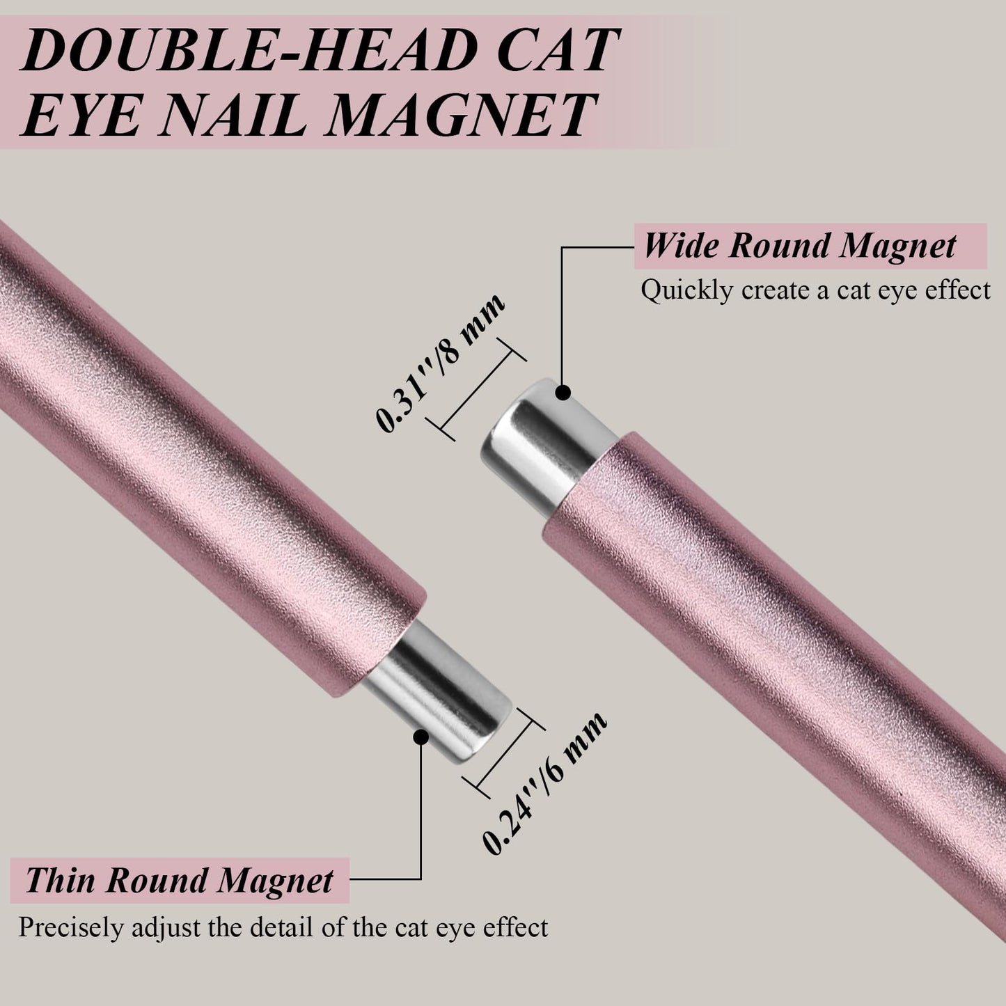 Plman Double-Head Cat Eye Nail Magnet Set, Nail Magnet Tool with Magnet Beads and Nail Magnet Guides, Flower Design Nail Magnetic Pen, Cat Eye Magnet for Nail Art DIY (Double-Head Set-Pink)