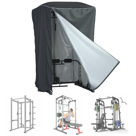 WJYZHM Power Cage Cover for Squat Rack - Heavy-Duty Waterproof Gym Equipment Cover with Zipper, All-Season Dustproof Protective Shelter for Indoor/Outdoor Use (84"H x 47"L x 69"W, Khaki)