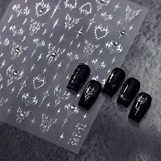 Star Nail Art Stickers Decals, Silvery Star Nail Stickers for Nail Art, 5D Embossed Nail Decals Silvery Manicure Supply for Women Nails Decoration