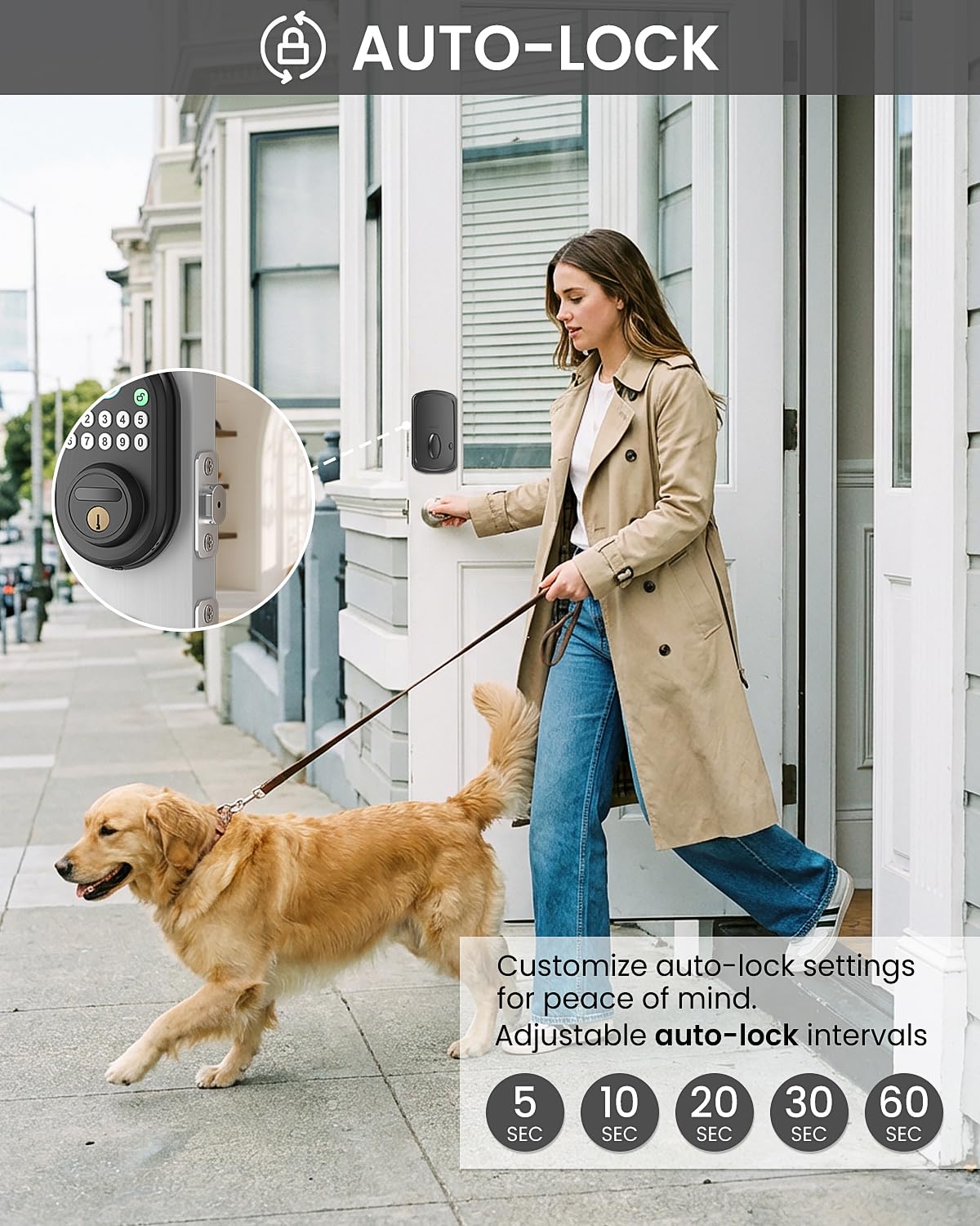 RVSEDYU Fingerprint Door Lock with Keypad - Keyless Entry Smart Deadbolt Lock for Front Door with 2 Keys - Auto Locking - Easy Installation - Digital Lock with Code