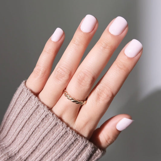 Glamnetic Press On Nails - Mother Pearl | Medium Almond White French Tip Fake Nails, Salon Quality French Manicure | 15 Sizes - 30 Nail Kit with Glue