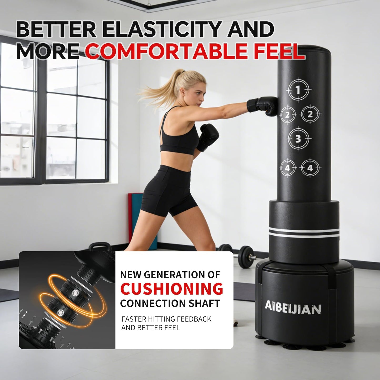 Freestanding Punching Bag with Gloves,Heavy Boxing Bag with Numbered Target Zones,Heavy Duty Full-Protection Base, Boxing Training Equipment