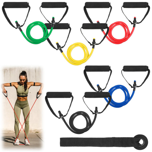 YBEATY 5PCS Resistance Bands with Handles 5-Level Stretch Exercise Pull Up Bands Physical Resistance Tube with Door Anchor for Men Women Muscle Toning Strength Training Home Workouts Fitness Pilates