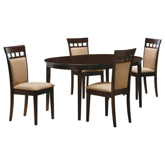 Coaster Home Furnishings - Gabriel - 5-Piece - Extendable Dining Set with 18-Inch Extension Leaf, Solid Backrest Chairs - Dining Room, Kitchen - Cappuccino - 100770-S5A