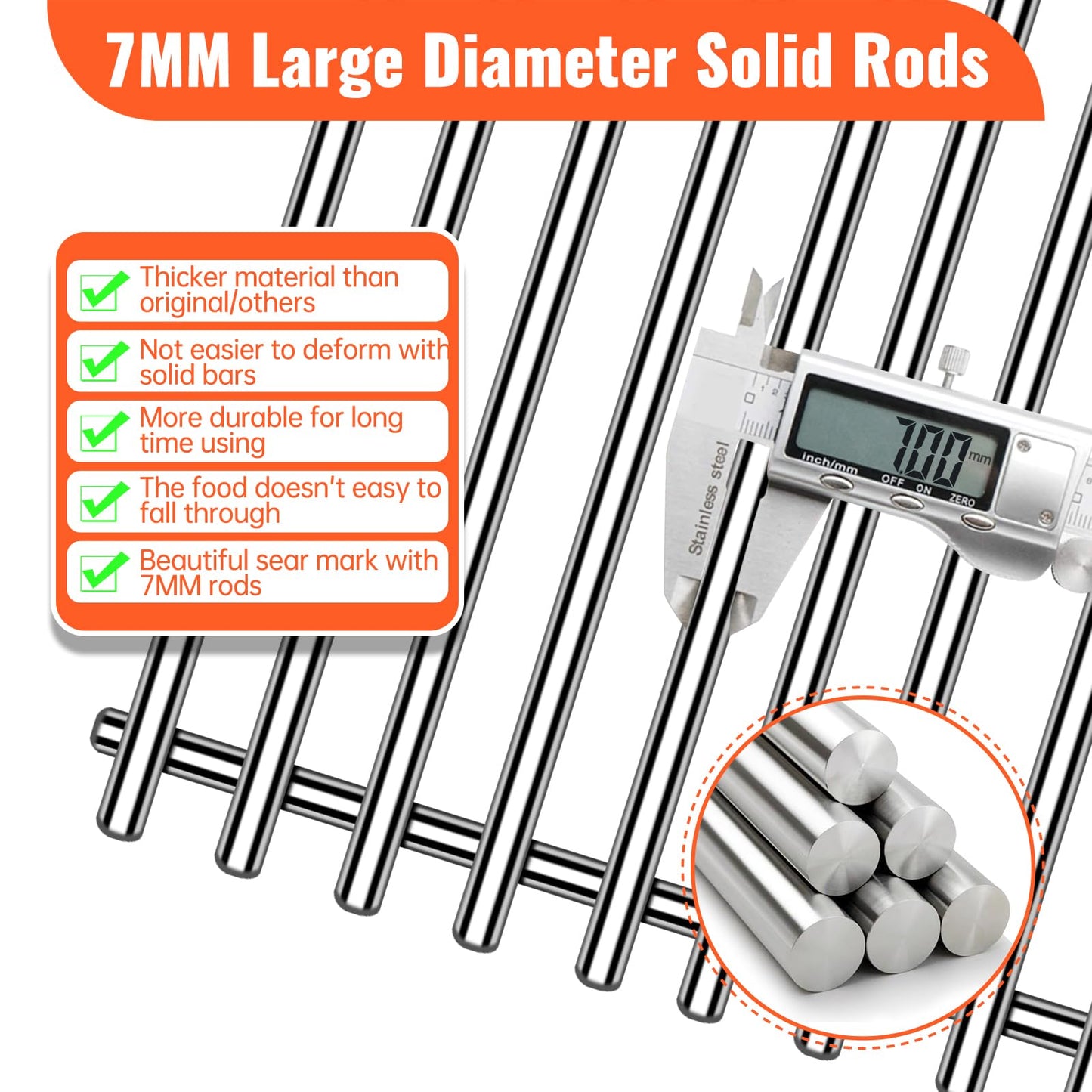 LPTNFRTN Stainless Steel 16631 Flame Tamer and 16520 Heat Plate Shield and 16516 Burners with 5Pack Cooking Grates for Bull Grill Replacement Parts,for Blaze Lion Cal Flame G Series 5 Burner Grill