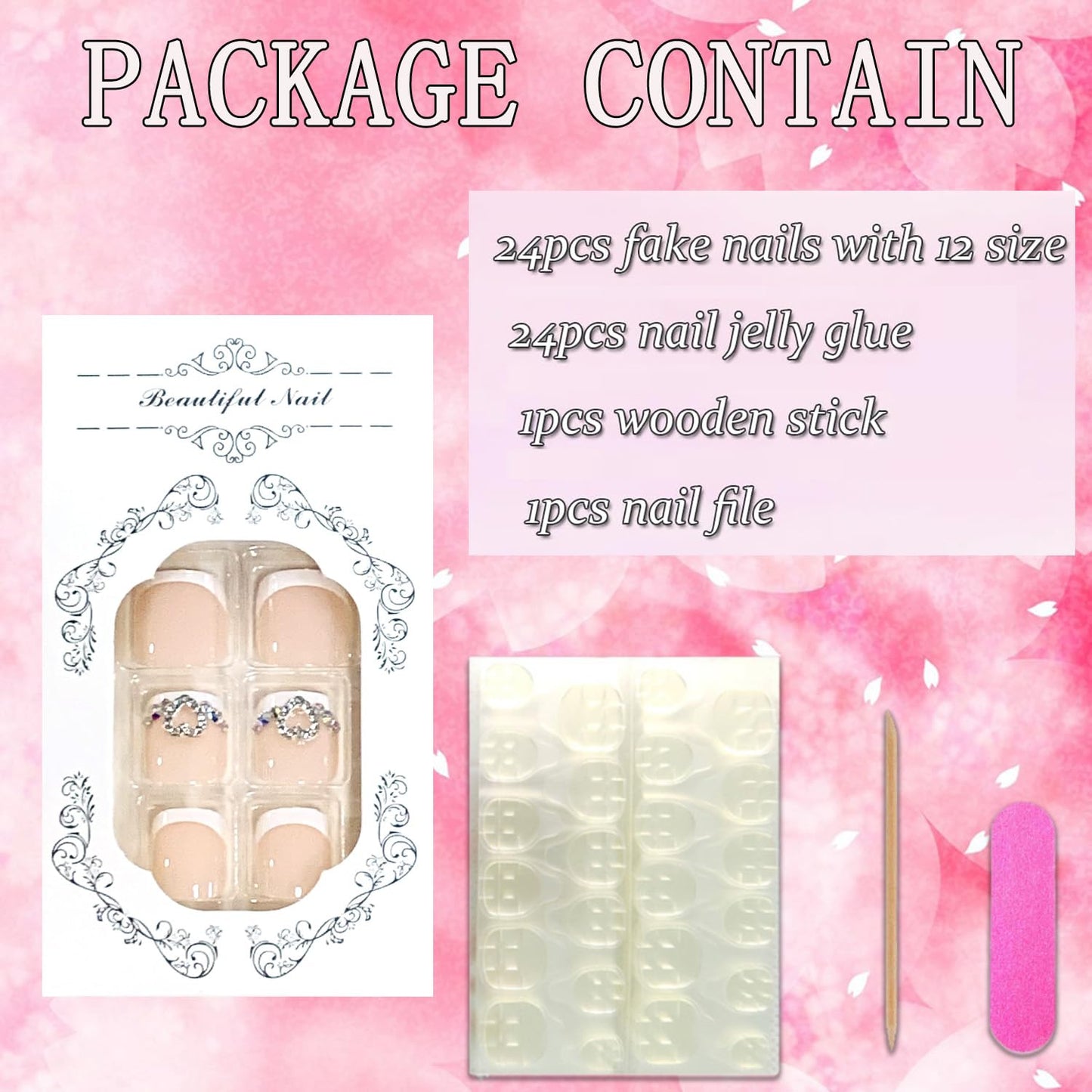 FIEONCIY Press on Toenails with Designs Acrylic Fake Nails for Toe Artificial False Nails with Charms Glue on Toe Nails for Spring Summer Stick on Toenails for Women Girls(XB8598)