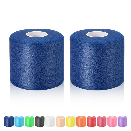 Pre Wrap Athletic Tape 2 Pack, 2.76 Inch x 30 Yards Athletic Tape Sports Prewrap, Foam Underwrap for Ankle Wrist Knee Elbow Hair Soccer, Dark Blue