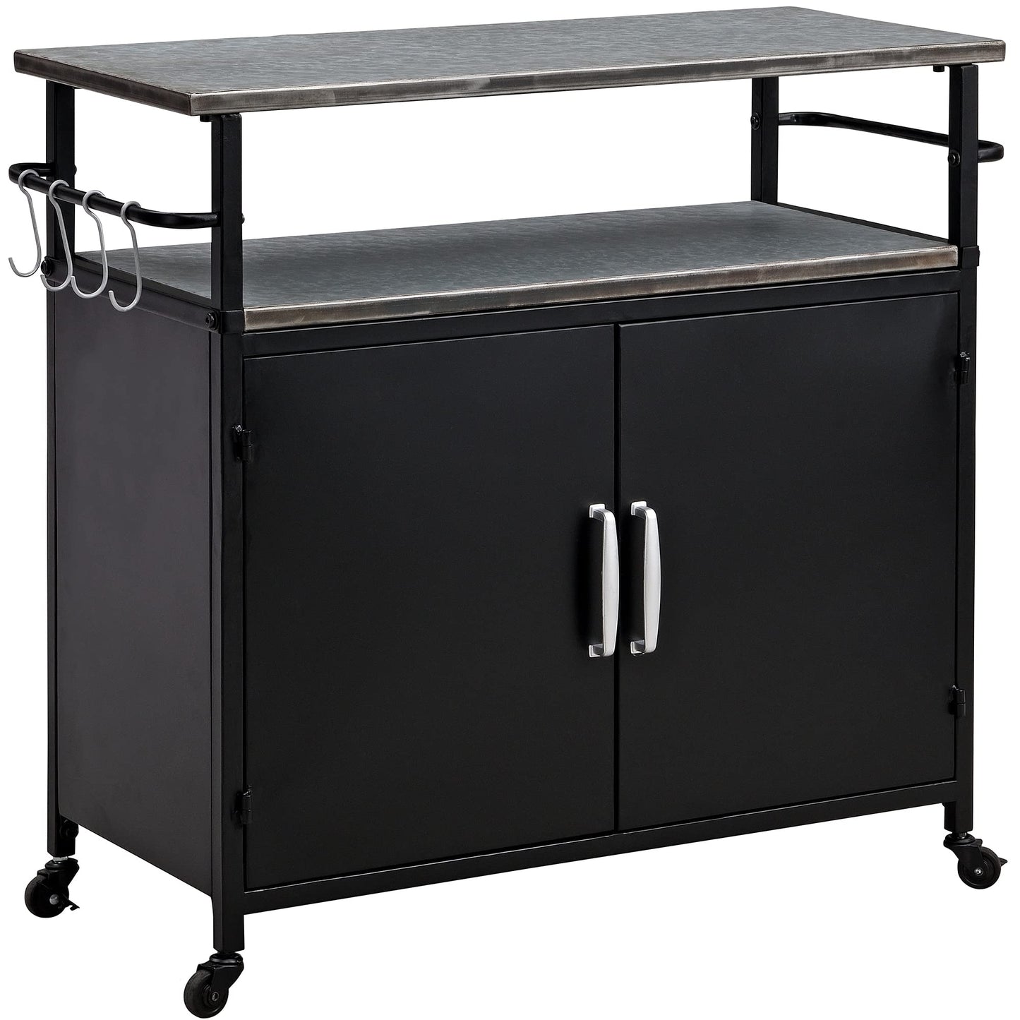 FirsTime & Co. New & Improved Black Davidson Outdoor Grilling Kitchen Cart Island, Portable Patio Table, Metal Food Prep Worktable, 31.5 in. x 35.25 in.