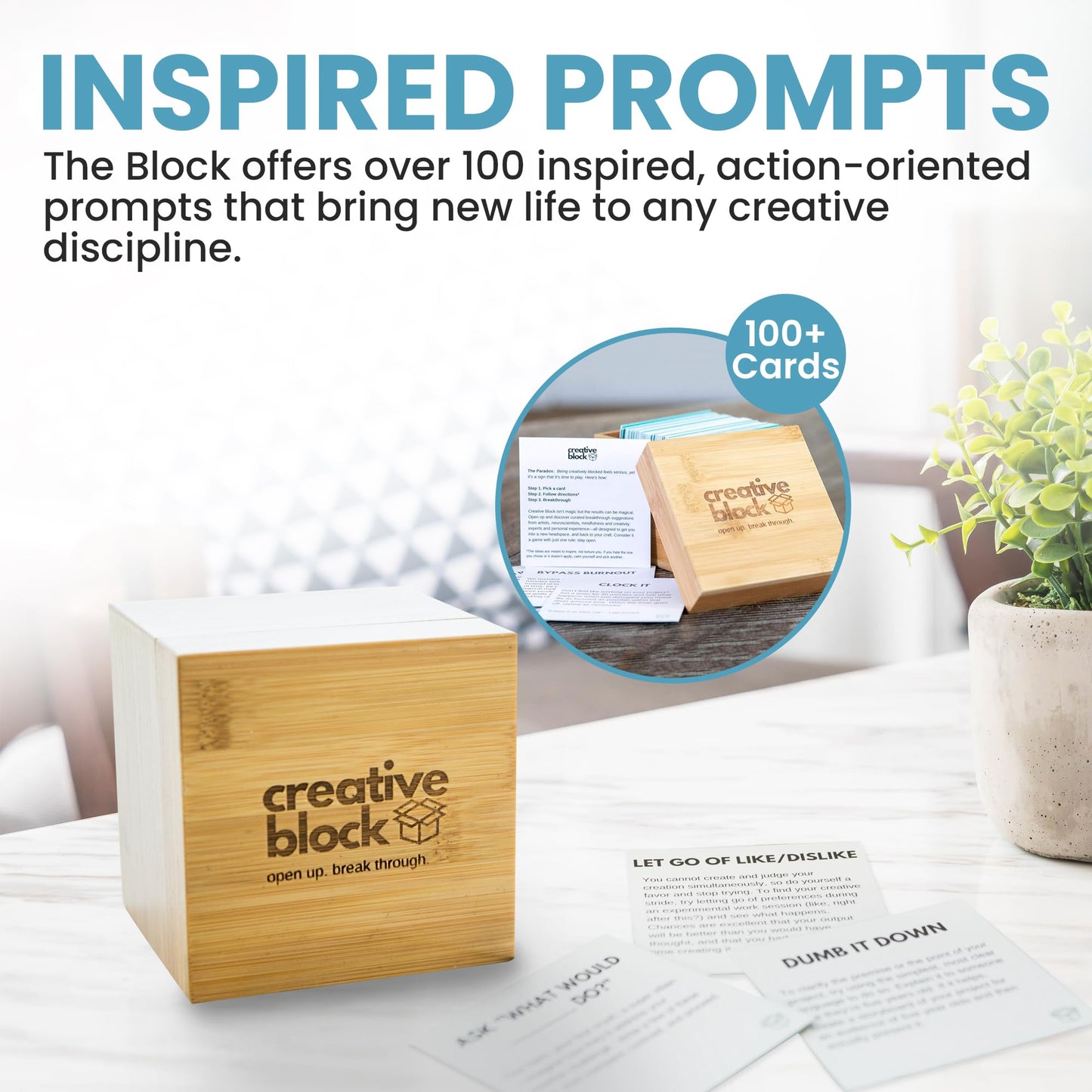 Creative Block Cards for Writers, Artists, Creators - 100+ Problem Solving Inspiration Thinking Card Suggestions from Neuroscientists, Mindfulness Experts - Prompts to Overcome Mental Blocks