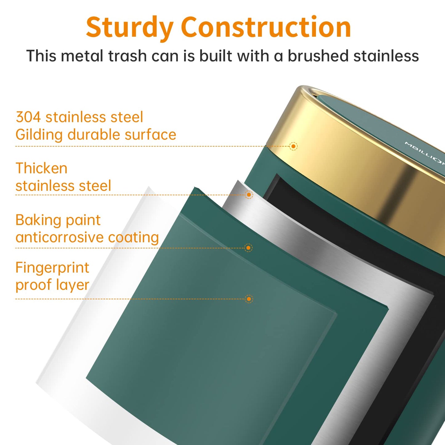 Mini Trash Can with Lid, Desktop Small Trash Can Recycling Bin Cute Metal Garbage Can for Tabletop Countertop Use,Stainless Steel 0.4 Gallon/1.5 Liter Waste Bin for Office Parlor Bedroom,Dark Green