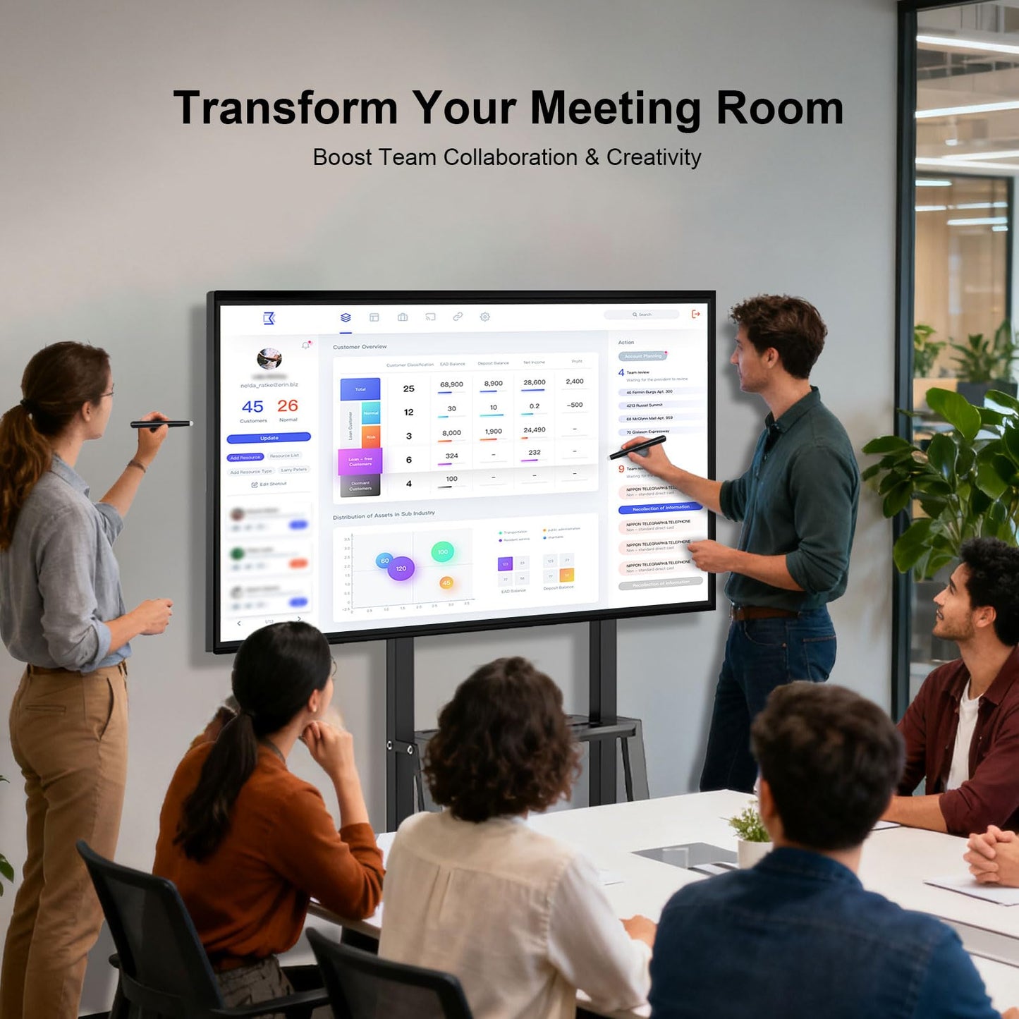 JYXOIHUB Smart Board, 49 Inch Digital Electronic Whiteboard with 8-Core CPU, Support 8K UHD Decoding, Smartboard for Classroom, Screen Mirroring for Live Streaming, Advertising(Board Only)