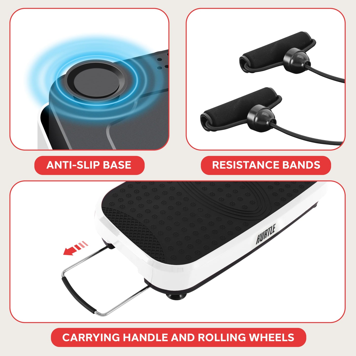 Hurtle Fitness Vibration Platform Machine - Home Gym Whole Body Shaker Exercise Machine Workout Trainer