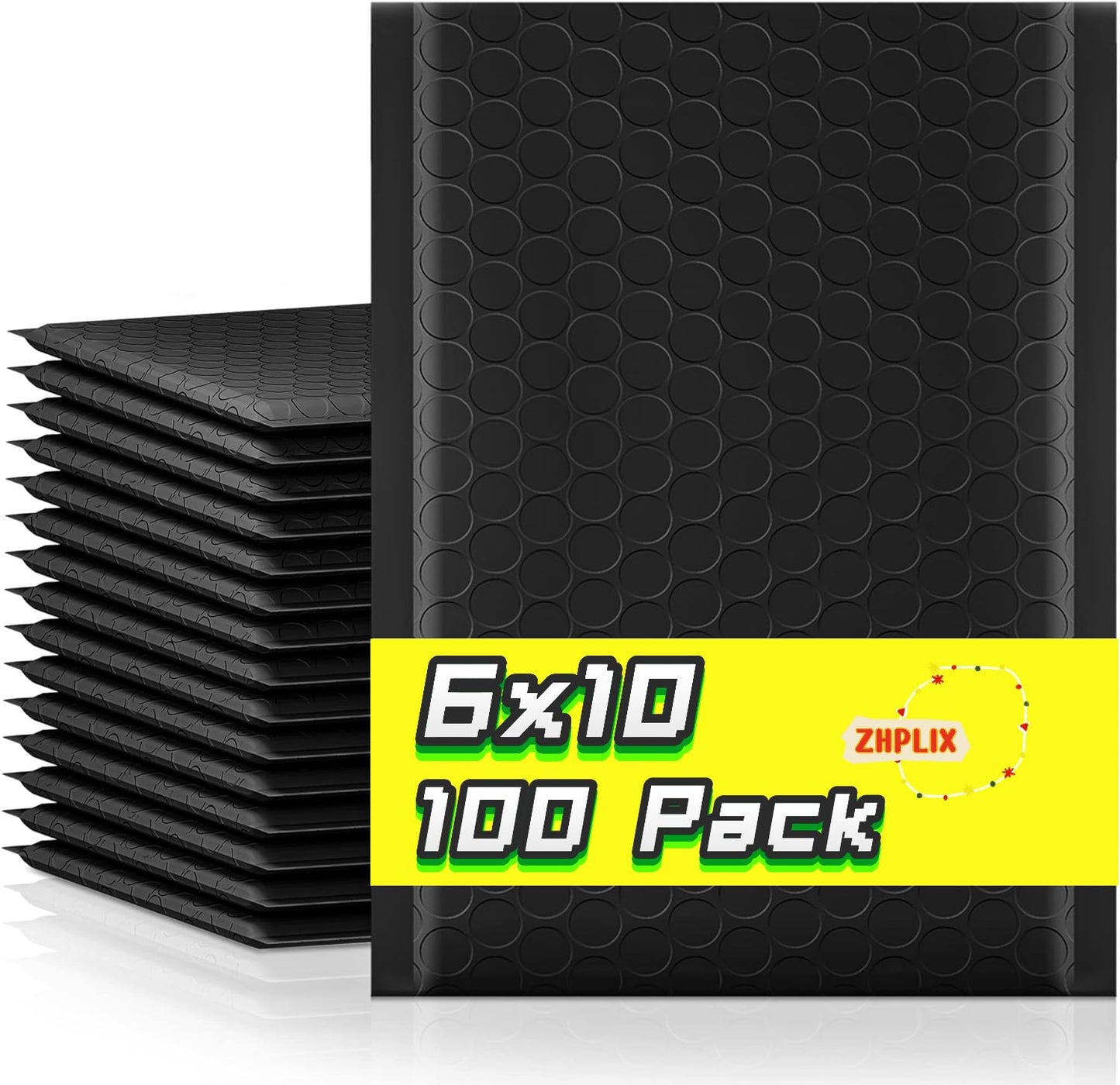 ZHPLIX Black Bubble Mailers 6x10 Inch 100 Pack Usable Size 6x9 Waterproof Shipping Bags,Opaque Padded Envelopes Cushioning Padded Mailers for Shipping, Mailing,Small Business Supplies.