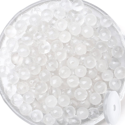 QINJIEJIE 100PCS Clear Crystal Beads 8mm Natural Stone Beads Round Loose Gemstone Bead for Bracelet Beading Crystal Jewelry Making DIY Necklace Earrings 0.32"