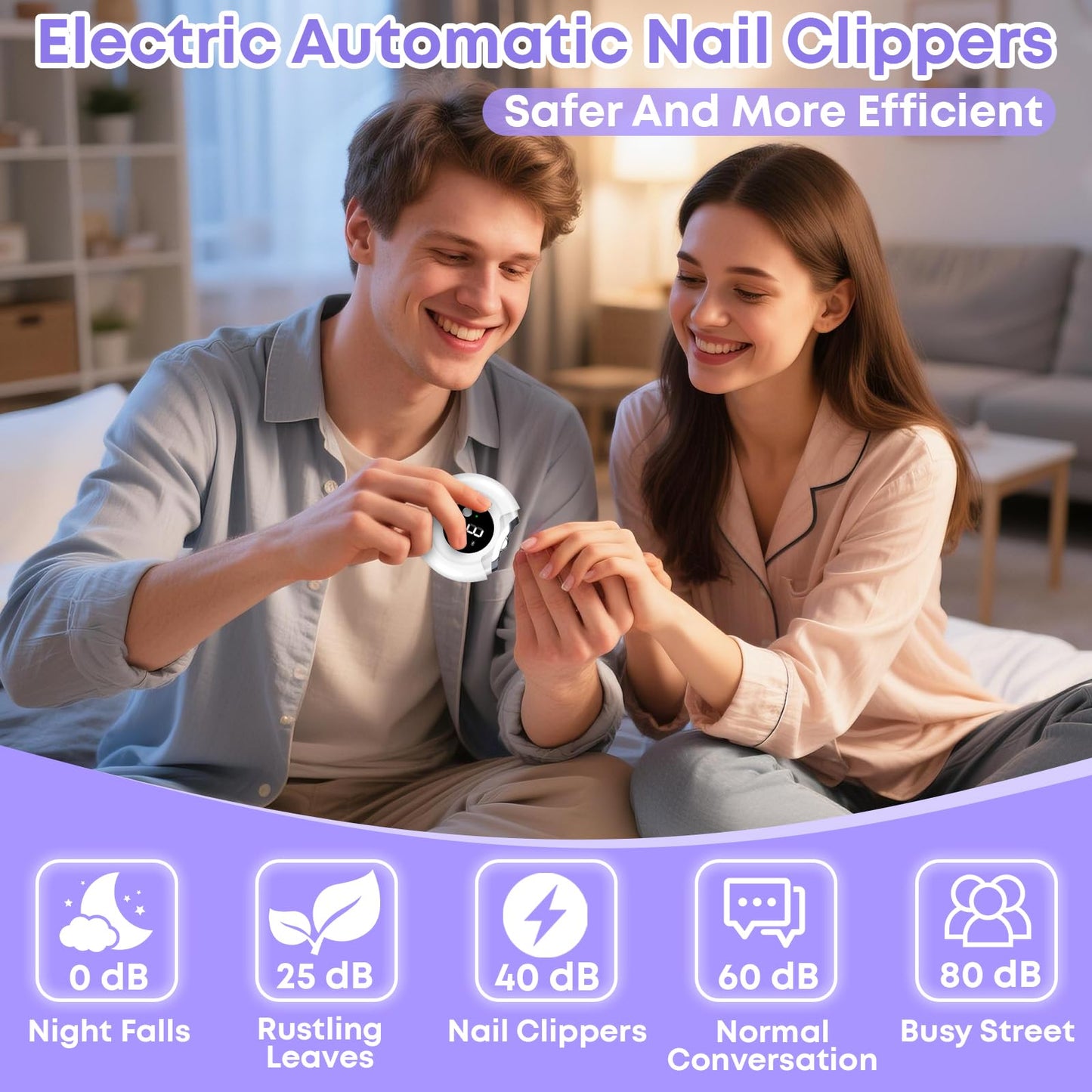 Automatic Nail Clippers for Seniors, 3-in-1 Electric Nail Clipper & Trimmer with LED Light Rechargeable Battery Fingernail Clipper for Adults Fingernail Grinder Electric Polishing for Women & Men