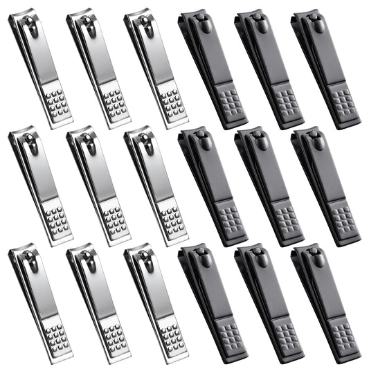18 PCS Stainless Steel Nail Clipper Cutter Fingernails Toenail Clipper Cutter Set Black Sliver Men Women Travel Party Favor