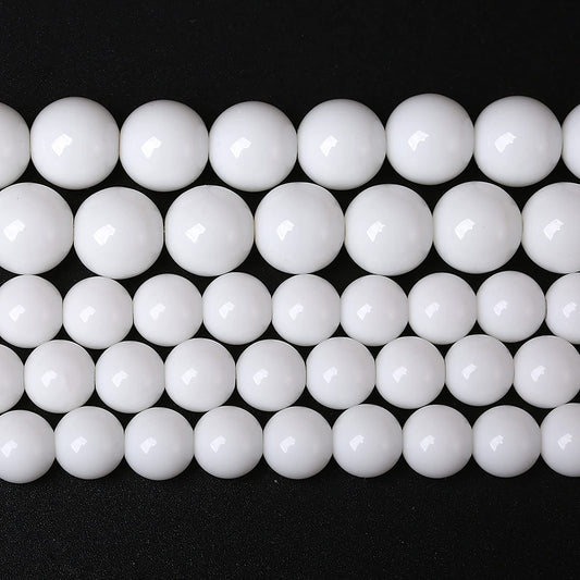 8mm 45PCS White Porcelain Agate Round Spacer Loose Beads for Jewelry Making DIY Bracelet Necklace 15 inches