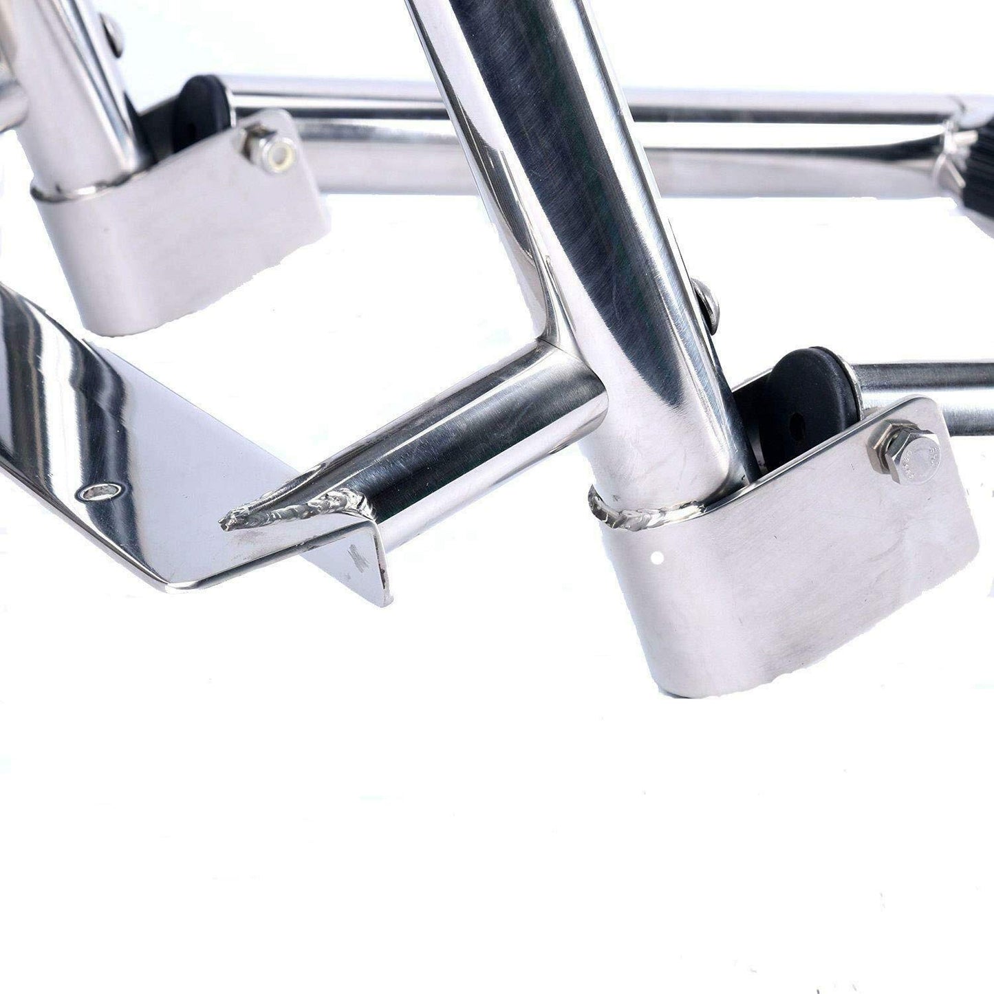 Amarine Made Boat Ladder 4 Steps Removable Premium Stainless Folding Rear Entry Pontoon Boat Ladder w/Extra Wide Step