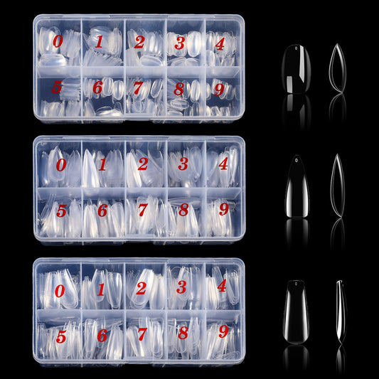 1400 Pcs 3 Styles Clear Nail Tips, Pre-shaped Acrylic Press on Nails Kit with Short Oval Nail Tips, Square and Stiletto, Fake Soft Gel for Extension Manicure Home DIY