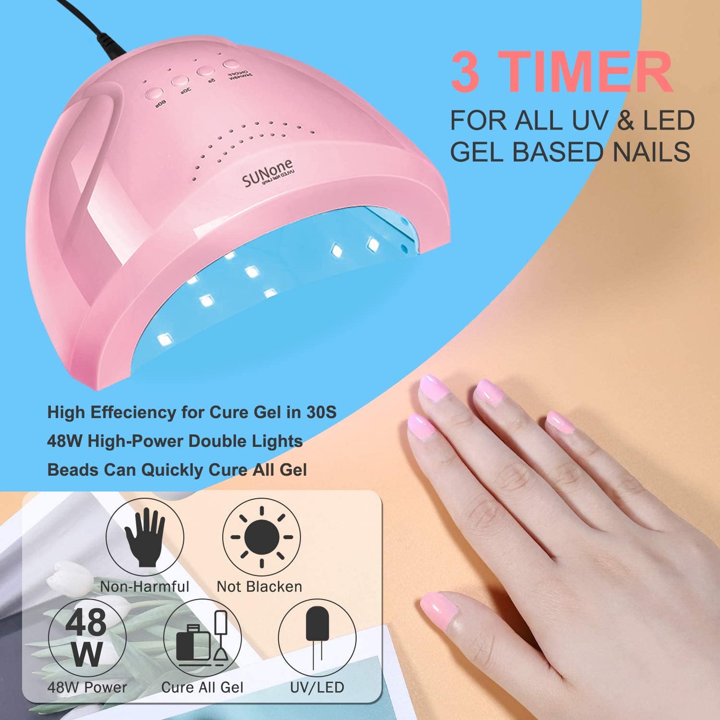 Complete Nail Studio Set with 48W UV LED Lamp, 24 Rainbow Colors, Cat Eye Gel Polish Kit, Nail Drill, Storage Box for Home Manicures