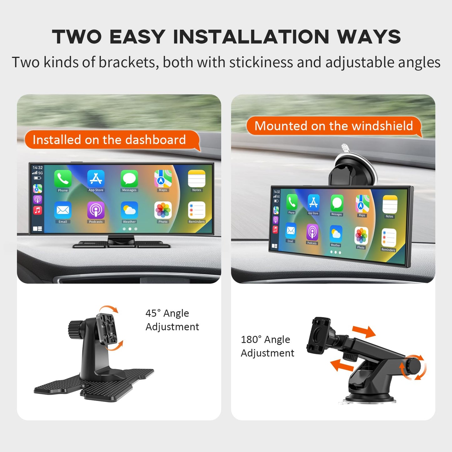 Largest 11.5" Portable Carplay Screen for Car, 4K Wireless Car Play & Android Auto, Upgrade Touchscreen with Dash Cam, App Control/Loop Recording/Backup Camera/Mirror Link/GPS/FM for All Vehicles