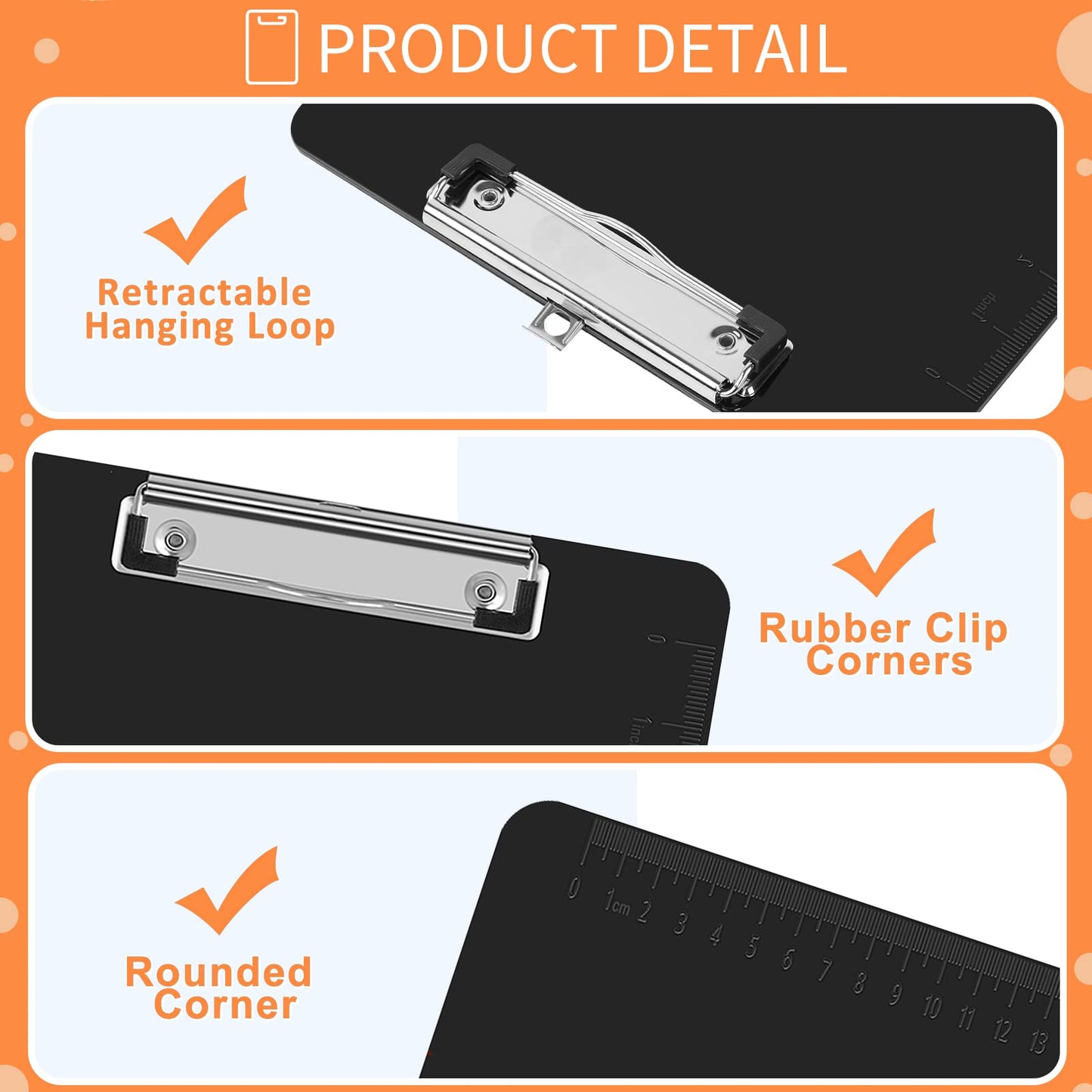 Black Clipboards, PANDRI 16 Pack Plastic Clipboards with Low Profile Clip 12.5 x 9 Standard Letter Size Clipboard for Classrooms Offices