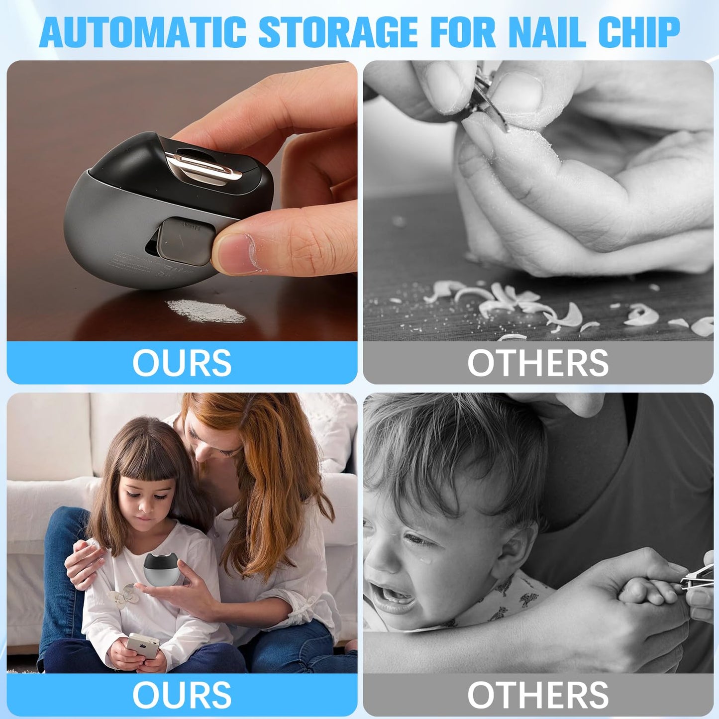 3 in 1 Automatic Electric Nail Clipper, 2026 New Electric Fingernail Trimmer with Light, 2 Speeds, Magnetic Cover, Nail Scraps Storage, Electric Toenail Clippers for Seniors Adults (Gray)
