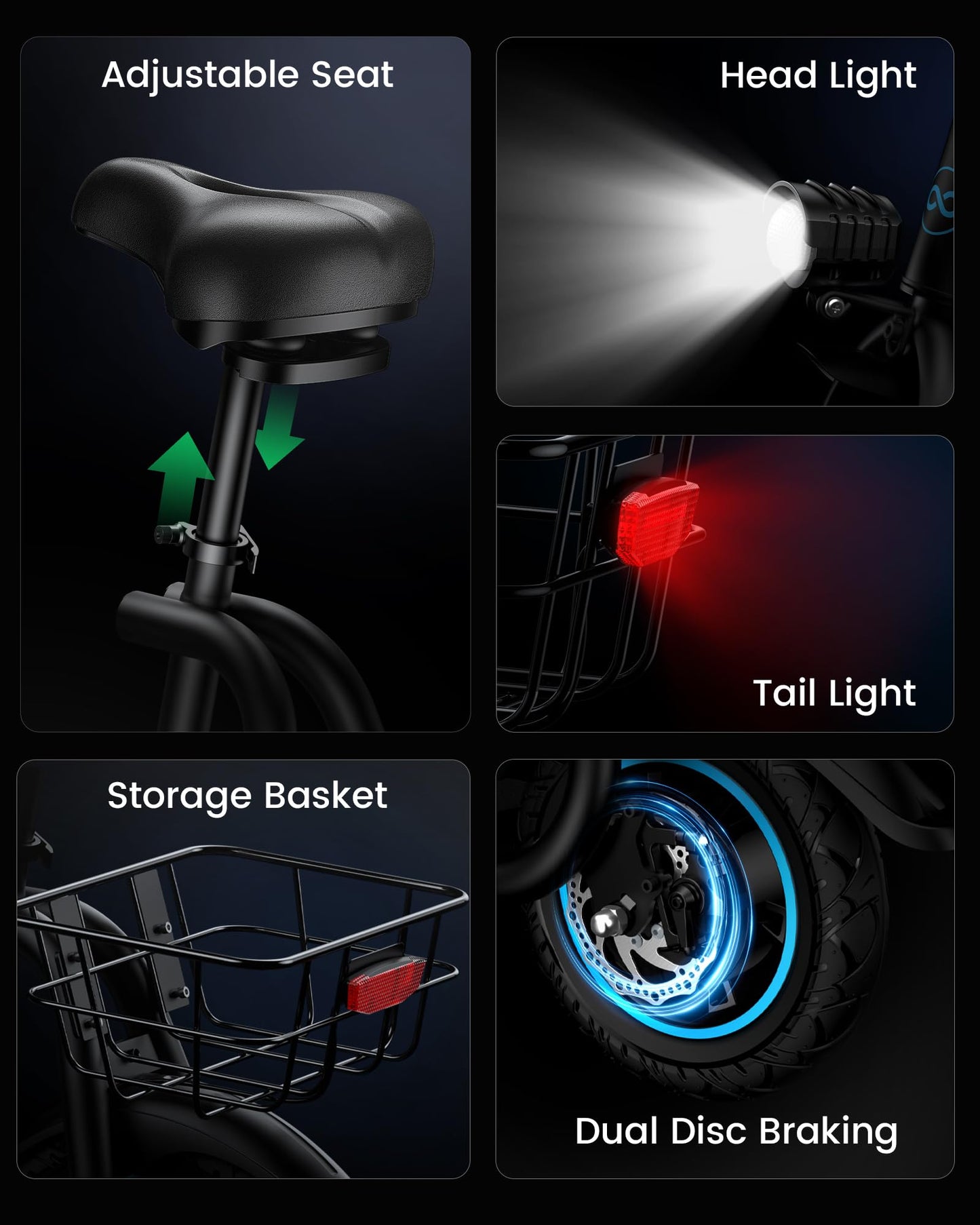 AWWSCOOTER C1 Electric Scooter with Seat for Adults, 450W Motor, 20-Mile Range, 16 MPH, Foldable Commuter E-Scooter with Basket for Grocery, Pets, and Daily Commute– Classic Black