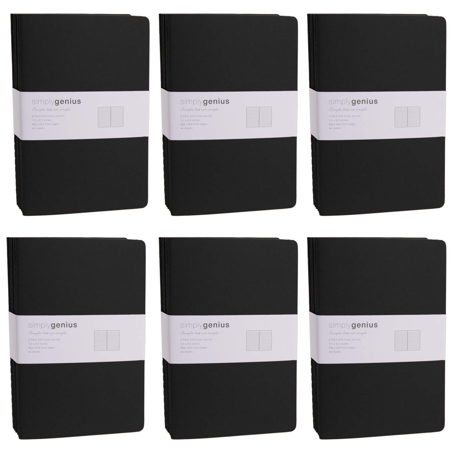 Simply Genius Journaling Notebooks - A5 (5.5 x 8.3In) 30-Pack, Black Softcover, 92 College Ruled Pages - Writing Journal for Work, Study & Professional Use