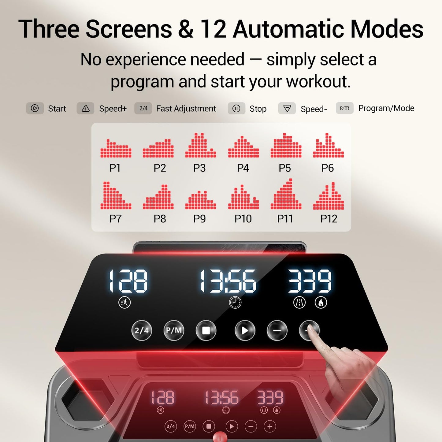 15% Treadmills for Home, 3-in-1 Foldable Treadmill with Incline, Portable Treadmill with Handle, 3.0HP Quiet Walking Pad Treadmill, 12 Automatic Modes, Three Screen