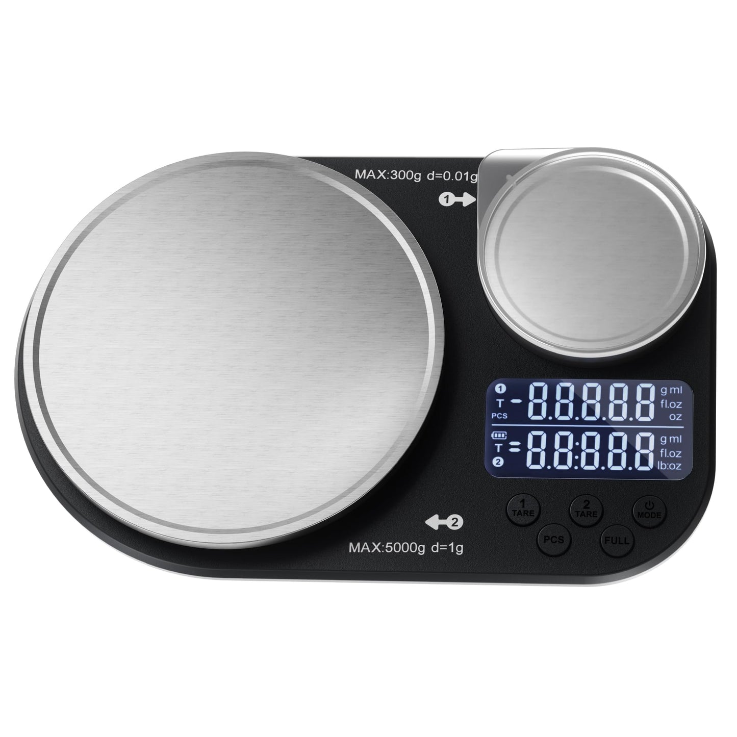 ACCT Dual Platform Kitchen Scale, Digital Food Scale Weighs Up to 5kg & 300g,Digital Scale with Stainless Steel Weighing pan, Ideal for Cooking, Baking and Food