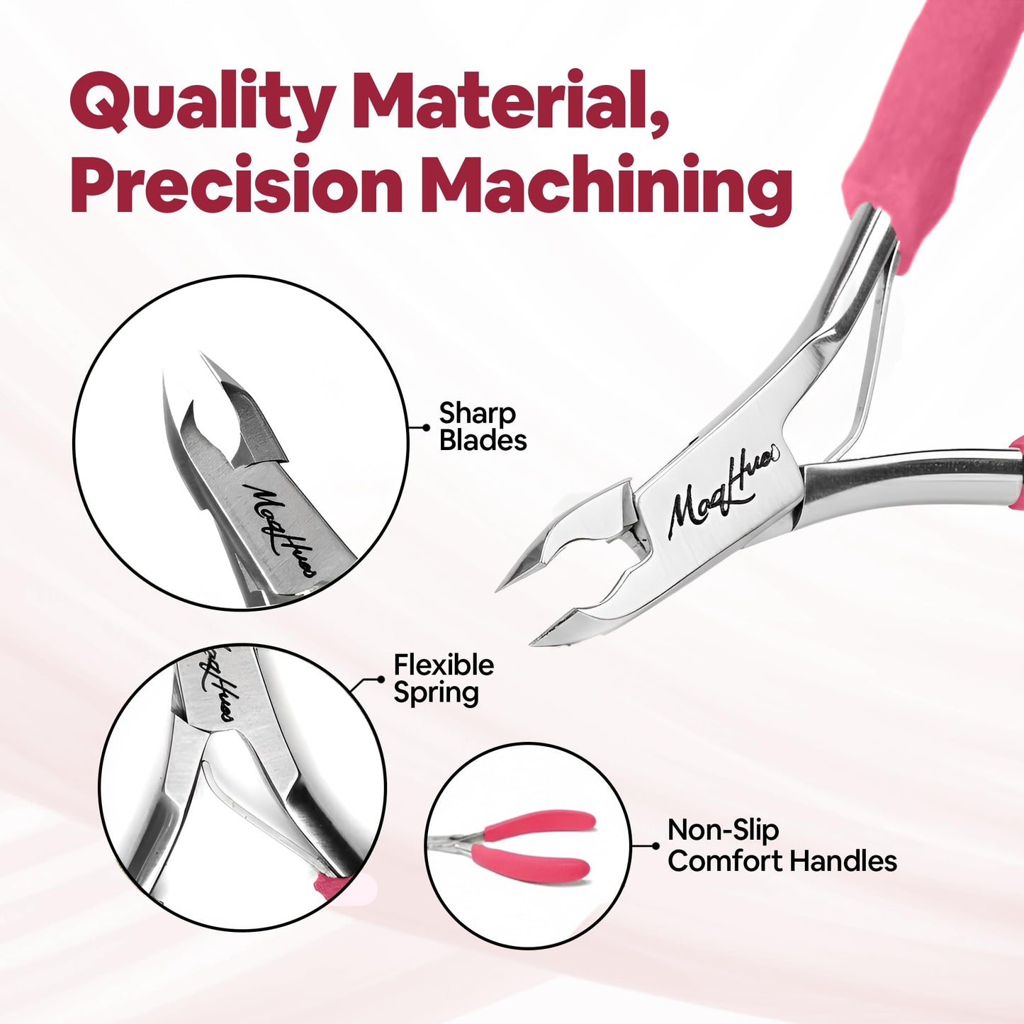Women Professional Cuticle Nipper/Cuticle Trimmer, Sharp Precise 4mm Half Jaw, Non-Slip Comfort Grips, In Cute Travel Case, Cuticle Cutter/Cuticle Clipper, 420 Stainless Steel for Manicure Pedicure