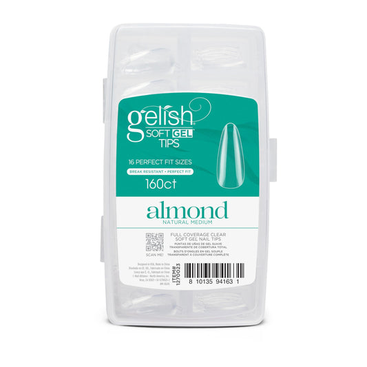 Gelish Soft Gel™ Tips – Professional Quality Press on Nails Extension for Strong, Long-Lasting Manicures – Easy Application, Natural Look, Pre-shaped False Nail (Medium Almond, 160 Count)
