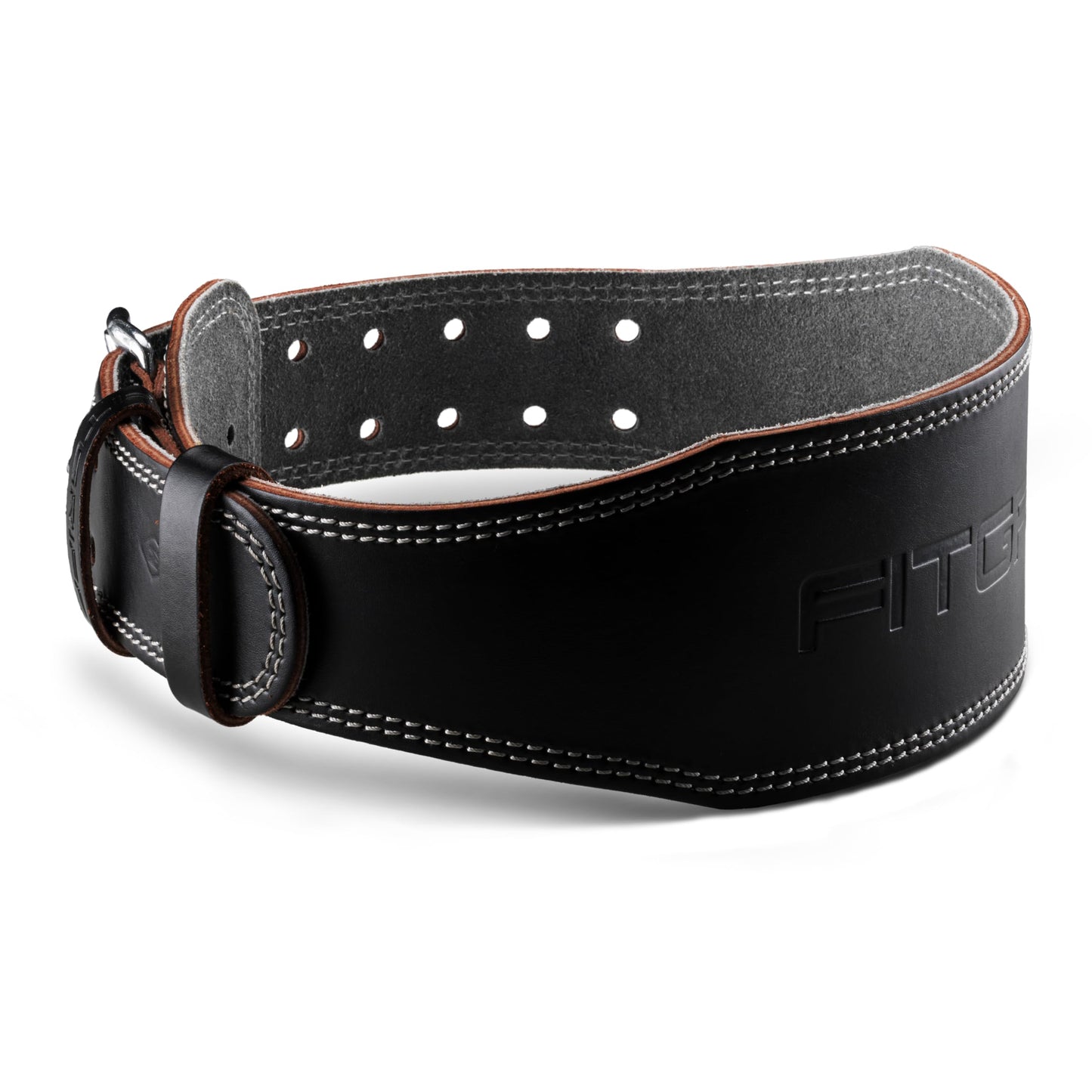 Fitgriff® Classic Weight Lifting Belt (100% Leather) for Men and Women - Gym Belt for Squats, Deadlift, Back Support (XXL, Black (4 inch))