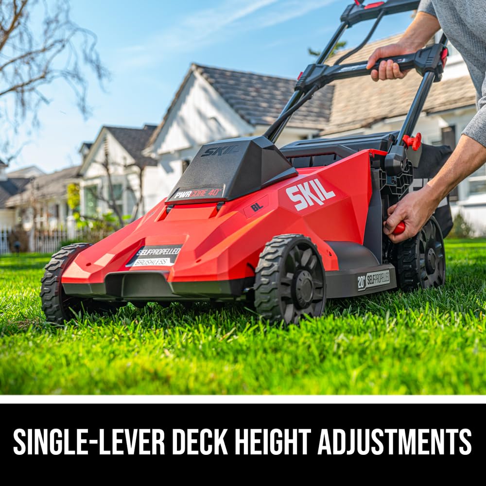 SKIL PWR CORE 40 Electric 20" Lawn Mower, Self-Propelled Cordless, Includes 40V 6.0Ah Battery and PWR Jump Charger - SM4910C-11