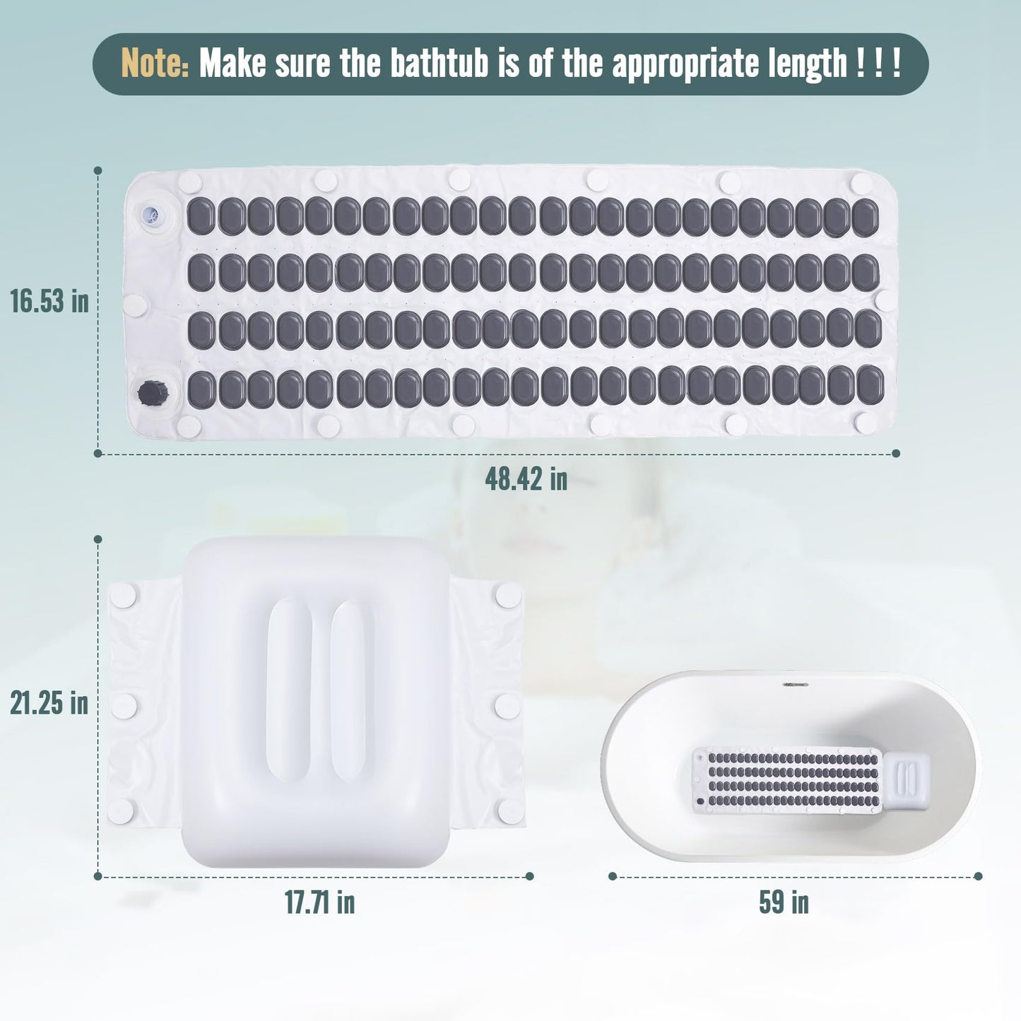 YSVORTOT Upgraded 2.0 Bathtub Spa,Bubble Bath Mat-Portable Bathtub Spa Mat - Electric Bubble Massage Mat with Remote Control, Simplicity of Operator,Help You Relax Both Physically and Mentally